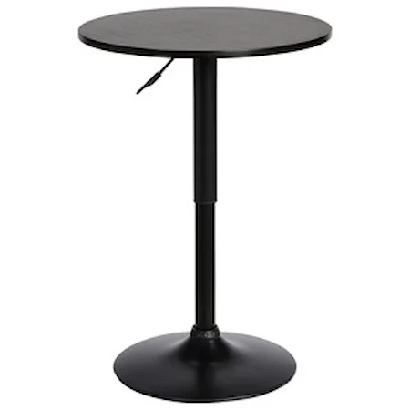 Adjustable Pub Table in Black Brushed Wood and Black Metal Finish